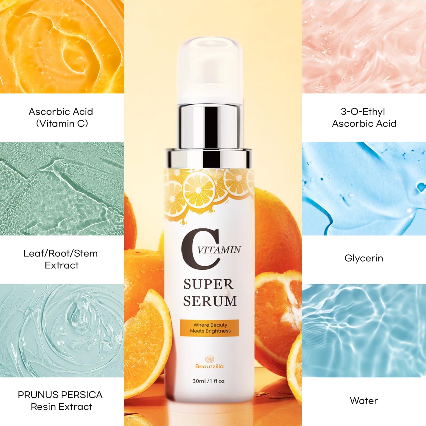 Super Vitamin C Serum for Face with Hyaluronic Acid and Vitamin E - Age-Defying Serum for Dark Spots, Fine Lines, Wrinkles for Women Over 50, Penetrating For Mature Skin, All-in-One Formula - 1 fl oz