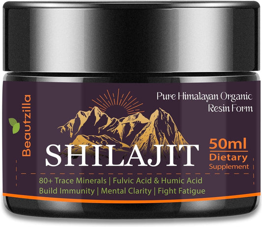 Shilajit Pure Himalayan Organic Shilajit Resin, Gold Grade Pure Shilajit For Men and Women, Pure Natural Shilajit with 85+ Trace Minerals & Fulvic Acid for Energy, Immune Support, 50 Grams