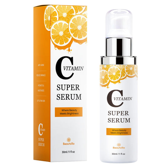 Super Vitamin C Serum for Face with Hyaluronic Acid and Vitamin E - Age-Defying Serum for Dark Spots, Fine Lines, Wrinkles for Women Over 50, Penetrating For Mature Skin, All-in-One Formula - 1 fl oz